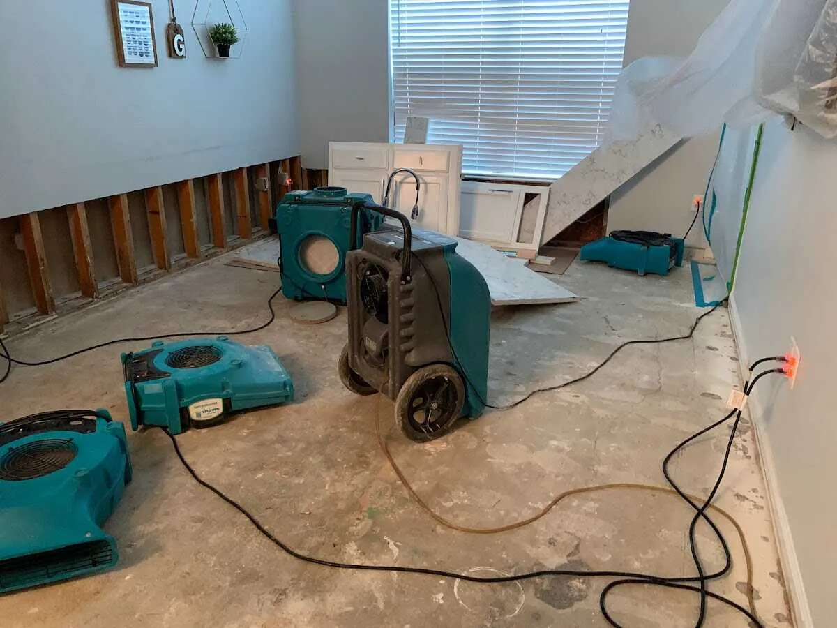 Dehumidifier in flood-cut room for Water Damage Restoration in Miami Lakes